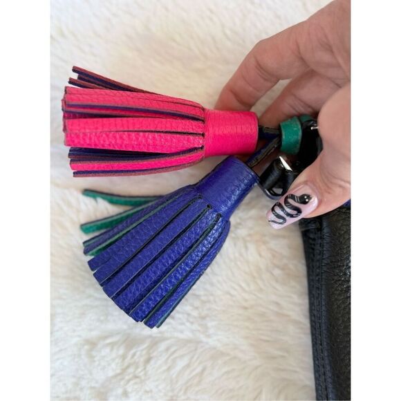 Kate Spade Black 100% Leather Crossbody Purse With Leather Tassels - Picture 4 of 15